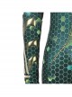 Aquaman Mera Green Scale Print Battle Suit Halloween Cosplay Costume Green Bodysuit