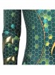 Aquaman Mera Green Scale Print Battle Suit Halloween Cosplay Costume Green Bodysuit
