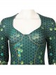 Aquaman Mera Green Scale Print Battle Suit Halloween Cosplay Costume Green Bodysuit