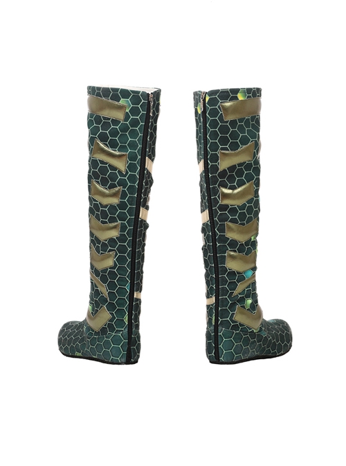 Aquaman Mera Green Scale Print Battle Suit Halloween Cosplay Accessories Green Boots