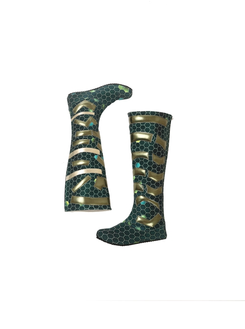 Aquaman Mera Green Scale Print Battle Suit Halloween Cosplay Accessories Green Boots