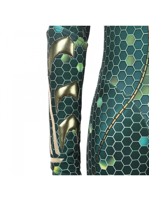 Aquaman Mera Green Scale Print Battle Suit Halloween Cosplay Accessories Green Wrist Guards And Gloves