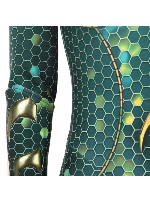 Aquaman Mera Green Scale Print Battle Suit Halloween Cosplay Accessories Green Wrist Guards And Gloves