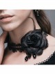 Gothic Shining Rose Beads Chain Black Lace Choker