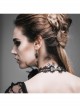 Gothic Shining Rose Beads Chain Black Lace Choker