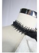 Gothic White Jacquard Black Lace Jewel Pins Tie