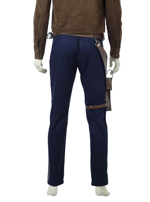 Star Wars Han Solo Brown Jacket Suit Halloween Cosplay Costume Blue Trousers