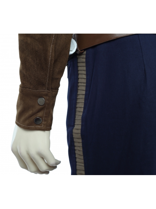Star Wars Han Solo Brown Jacket Suit Halloween Cosplay Costume Blue Trousers