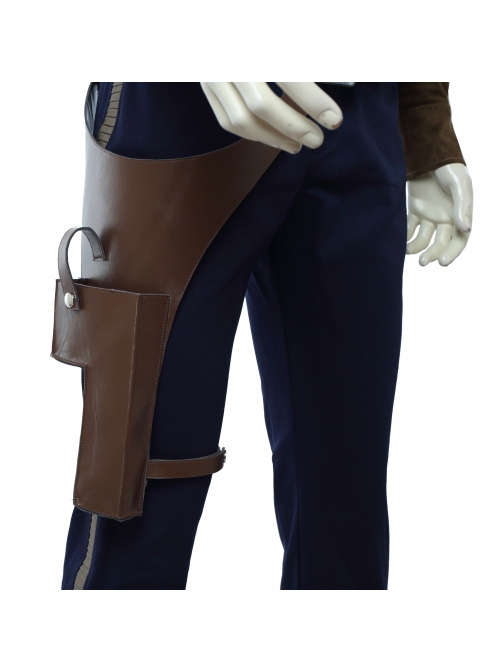 Star Wars Han Solo Brown Jacket Suit Halloween Cosplay Costume Blue Trousers