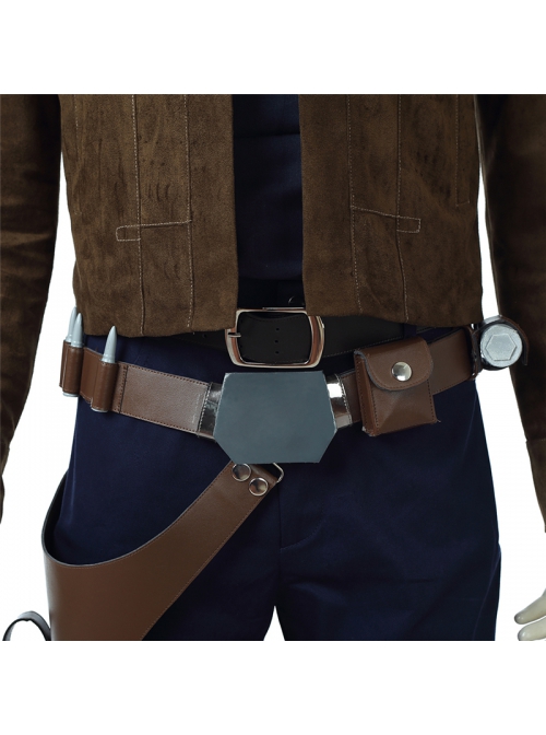 Star Wars Han Solo Brown Jacket Suit Halloween Cosplay Accessories Holster And Belts