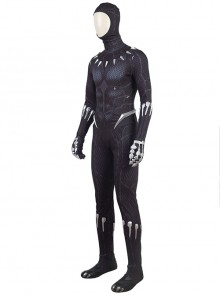 Black Panther T'Challa Black Printing Version Battle Suit Halloween Cosplay Costume Black Bodysuit