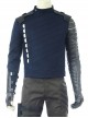 Avengers Infinity War Winter Soldier Bucky Barnes Navy Blue Top Battle Suit Halloween Cosplay Costume Back Shoulders And One Arm Top
