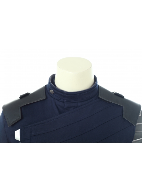 Avengers Infinity War Winter Soldier Bucky Barnes Navy Blue Top Battle Suit Halloween Cosplay Costume Back Shoulders And One Arm Top