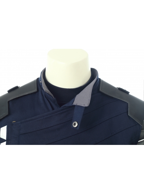 Avengers Infinity War Winter Soldier Bucky Barnes Navy Blue Top Battle Suit Halloween Cosplay Costume Back Shoulders And One Arm Top