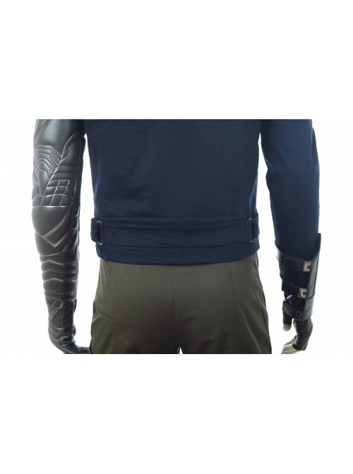 Avengers Infinity War Winter Soldier Bucky Barnes Navy Blue Top Battle Suit Halloween Cosplay Costume Back Shoulders And One Arm Top