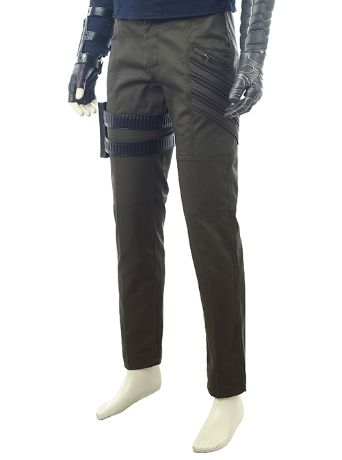 Avengers Infinity War Winter Soldier Bucky Barnes Navy Blue Top Battle Suit Halloween Cosplay Costume Army Green Trousers
