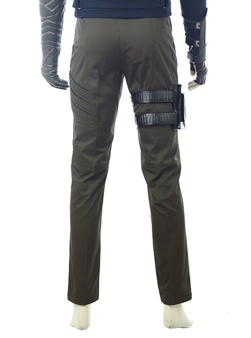 Avengers Infinity War Winter Soldier Bucky Barnes Navy Blue Top Battle Suit Halloween Cosplay Costume Army Green Trousers