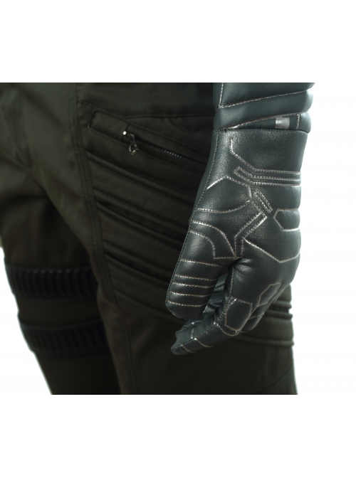 Avengers Infinity War Winter Soldier Bucky Barnes Navy Blue Top Battle Suit Halloween Cosplay Accessories Glove And Wrist Guard And Leg Bag