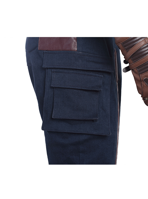 Avengers Infinity War Captain America Steve Rogers Battle Suit Halloween Cosplay Costume Blue Trousers