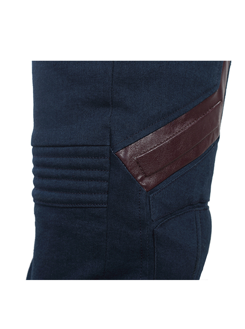 Avengers Infinity War Captain America Steve Rogers Battle Suit Halloween Cosplay Costume Blue Trousers