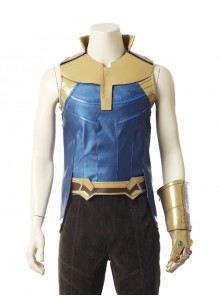 Avengers Infinity War Thanos Battle Suit Halloween Cosplay Costume Blue Top With Golden Armor