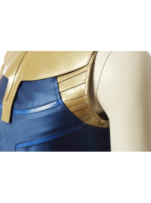 Avengers Infinity War Thanos Battle Suit Halloween Cosplay Costume Blue Top With Golden Armor