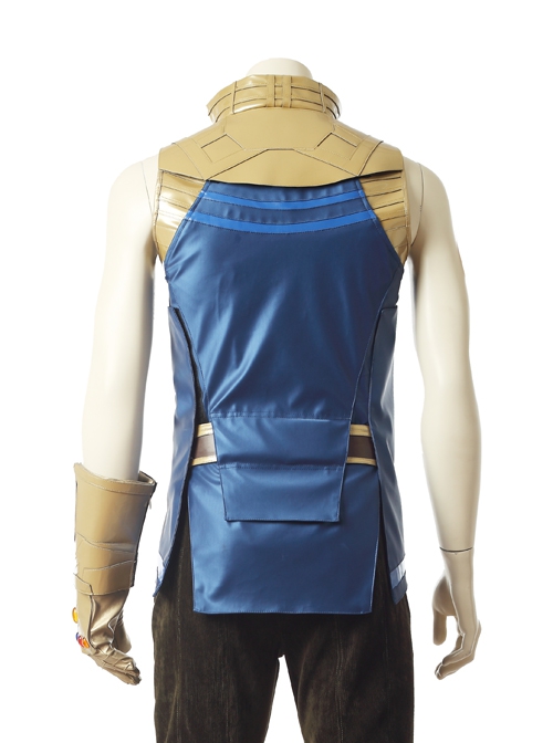Avengers Infinity War Thanos Battle Suit Halloween Cosplay Costume Blue Top With Golden Armor
