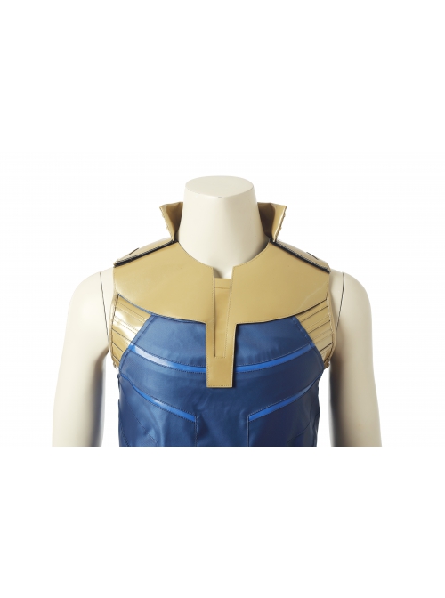 Avengers Infinity War Thanos Battle Suit Halloween Cosplay Costume Blue Top With Golden Armor