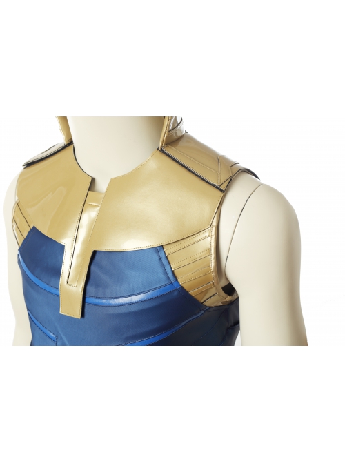 Avengers Infinity War Thanos Battle Suit Halloween Cosplay Costume Blue Top With Golden Armor