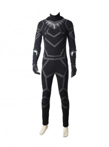Black Panther T'Challa Black Battle Suit Halloween Cosplay Costume Black Bodysuit And Gloves