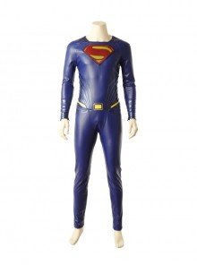 Justice League Superman Clark Kent Blue Battle Suit Halloween Cosplay Costume Blue Bodysuit
