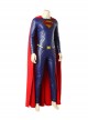 Justice League Superman Clark Kent Blue Battle Suit Halloween Cosplay Costume Red Cloak