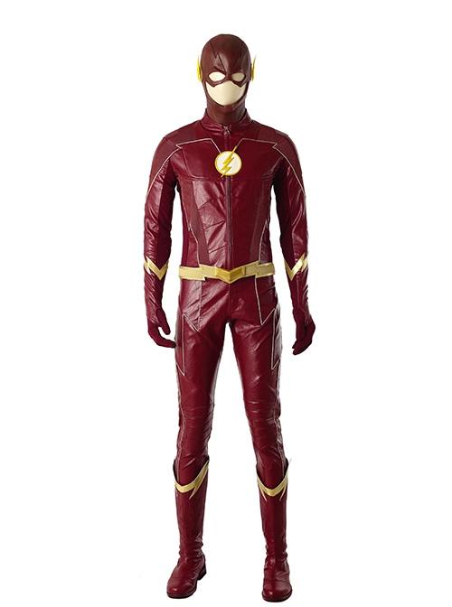 The Flash Season 4 The Flash Barry Allen Battle Suit Halloween Cosplay Costume Red Trousers