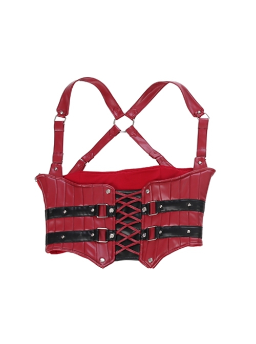 Game Batman Arkham City Harley Quinn Halloween Cosplay Costume Red Corset