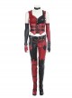 Game Batman Arkham City Harley Quinn Halloween Cosplay Costume Red Corset