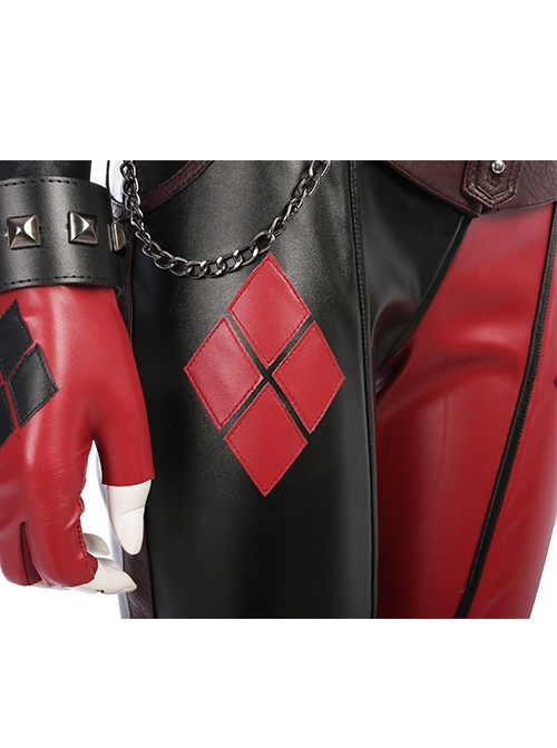 Game Batman Arkham City Harley Quinn Halloween Cosplay Costume Red-Black Trousers