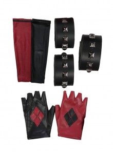 Game Batman Arkham City Harley Quinn Halloween Cosplay Accessories Gloves And Oversleeves And Wrist Guards