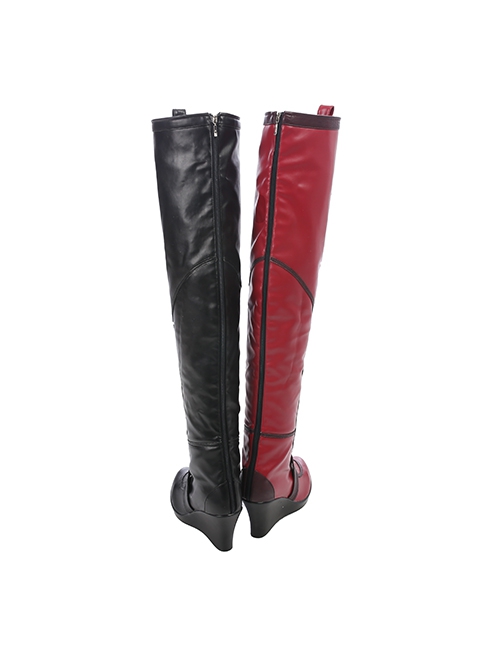 Game Batman Arkham City Harley Quinn Halloween Cosplay Accessories Red-Black Boots