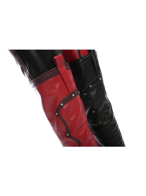 Game Batman Arkham City Harley Quinn Halloween Cosplay Accessories Red-Black Boots