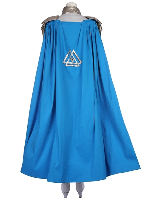 Thor Ragnarok Valkyrie Gray Battle Suit Halloween Cosplay Costume Blue Cloak