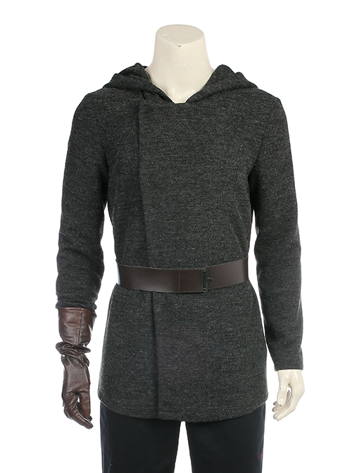 Star Wars The Last Jedi Luke Skywalker Black Cloak Suit Halloween Cosplay Costume Black Sweater