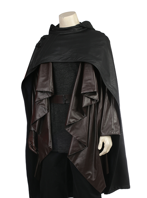 Star Wars The Last Jedi Luke Skywalker Black Cloak Suit Halloween Cosplay Costume Brown Coat