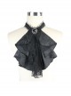Gothic Black Jacquard Lace Jewel Pins Tie