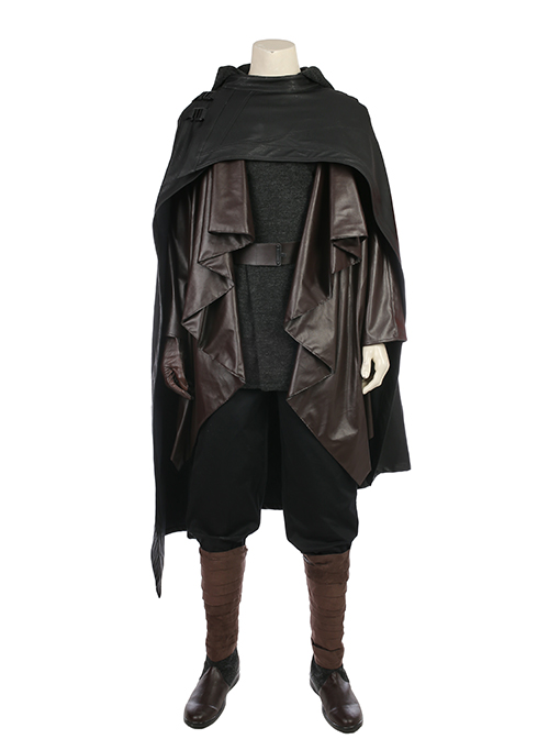 Star Wars The Last Jedi Luke Skywalker Black Cloak Suit Halloween Cosplay Accessories Belt And Glove