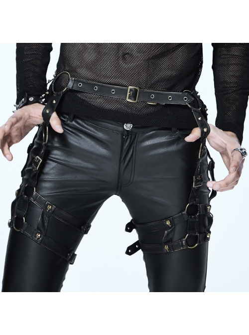Punk Bronze Skull Rivets Decorated Leather Leg Loop