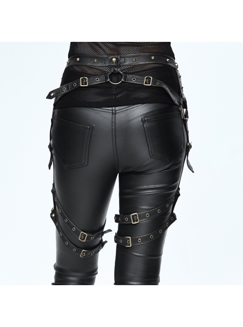 Punk Bronze Skull Rivets Decorated Leather Leg Loop