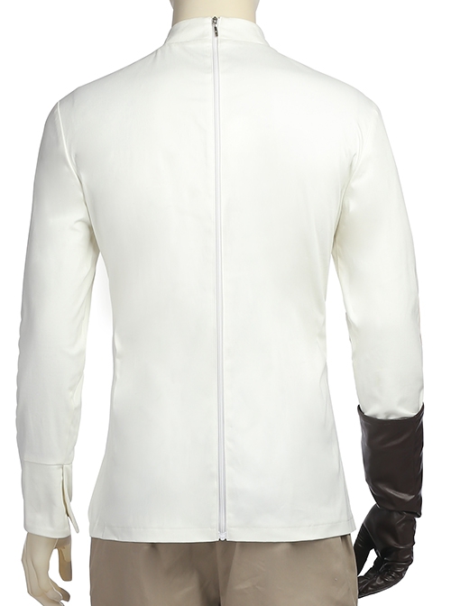 Star Wars The Last Jedi Luke Skywalker Khaki Cloak Suit Halloween Cosplay Costume White Bottoming Top