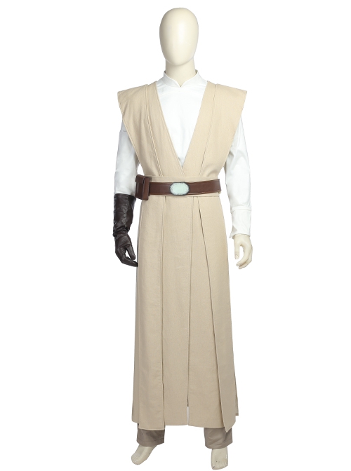 Star Wars The Last Jedi Luke Skywalker Khaki Cloak Suit Halloween Cosplay Costume Khaki Vest And Shawl Straps