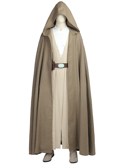 Star Wars The Last Jedi Luke Skywalker Khaki Cloak Suit Halloween Cosplay Costume Khaki Vest And Shawl Straps