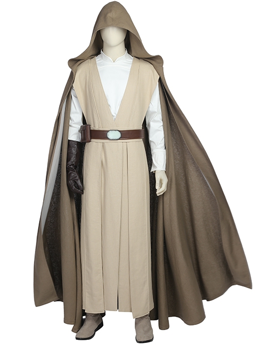 Star Wars The Last Jedi Luke Skywalker Khaki Cloak Suit Halloween Cosplay Costume Khaki Cloak